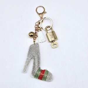 Authentic LV Gold Padlock & Key 🔑 Designer Bag Charm w/ Unbranded Shoe Keychain